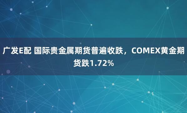 广发E配 国际贵金属期货普遍收跌，COMEX黄金期货跌1.72%