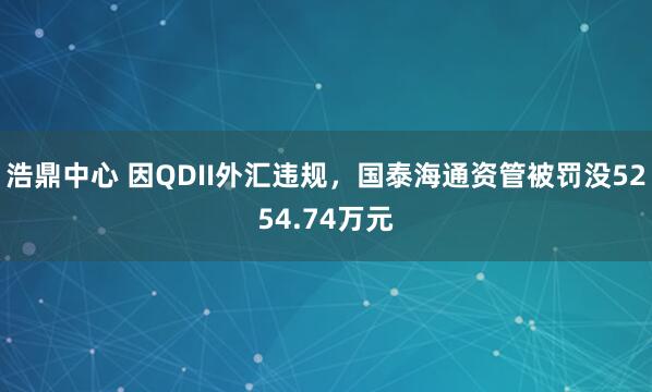 浩鼎中心 因QDII外汇违规，国泰海通资管被罚没5254.74万元